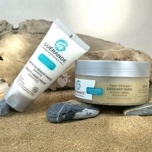 Routine soin des mains guérande cosmétics crème hydrante main et gommage